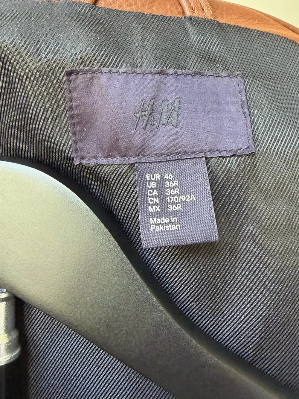 H&M Chestnut Brown Leather Moto Jacket with Silver Hardware